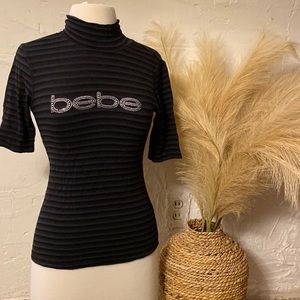 Bebe striped short sleeved top S